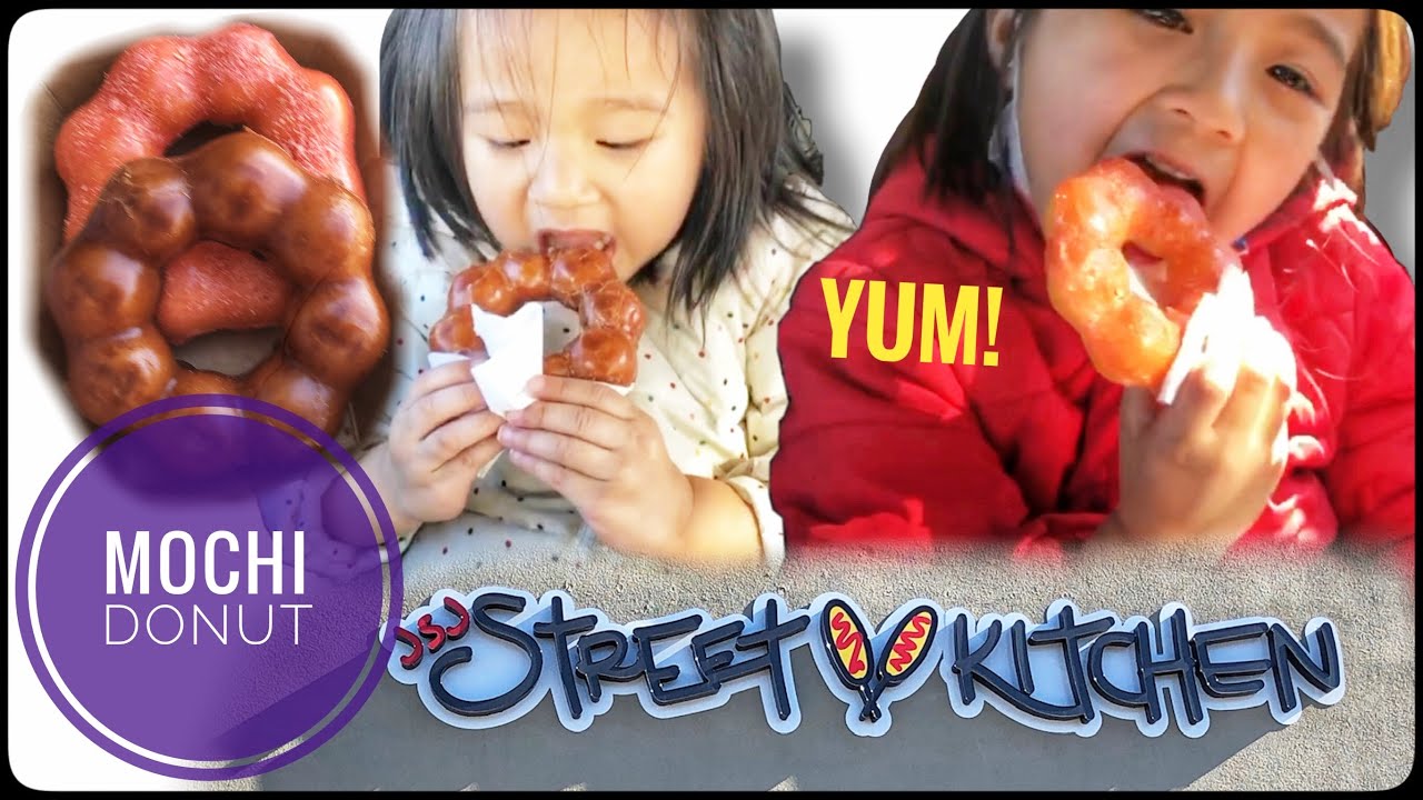 Mochi Donut Taste Test with kids from JSJ Street Kitchen | PON DE RING DONUT |first time