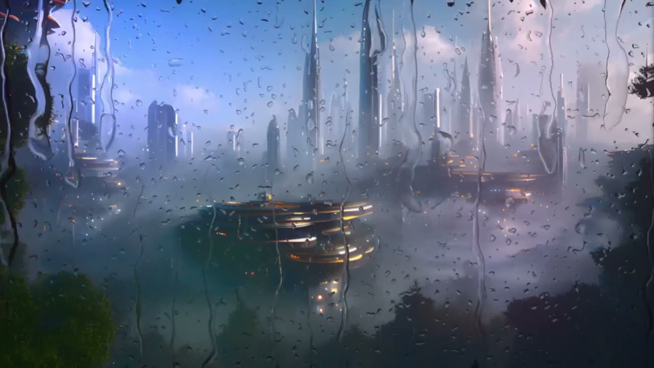 ☔  Future city | Rain sounds | Rain ambience