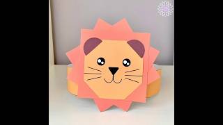 Lion Paper Crown Animal Paper Craft For Kids Lion Headband Birthday Party Hat squaresunflower.net