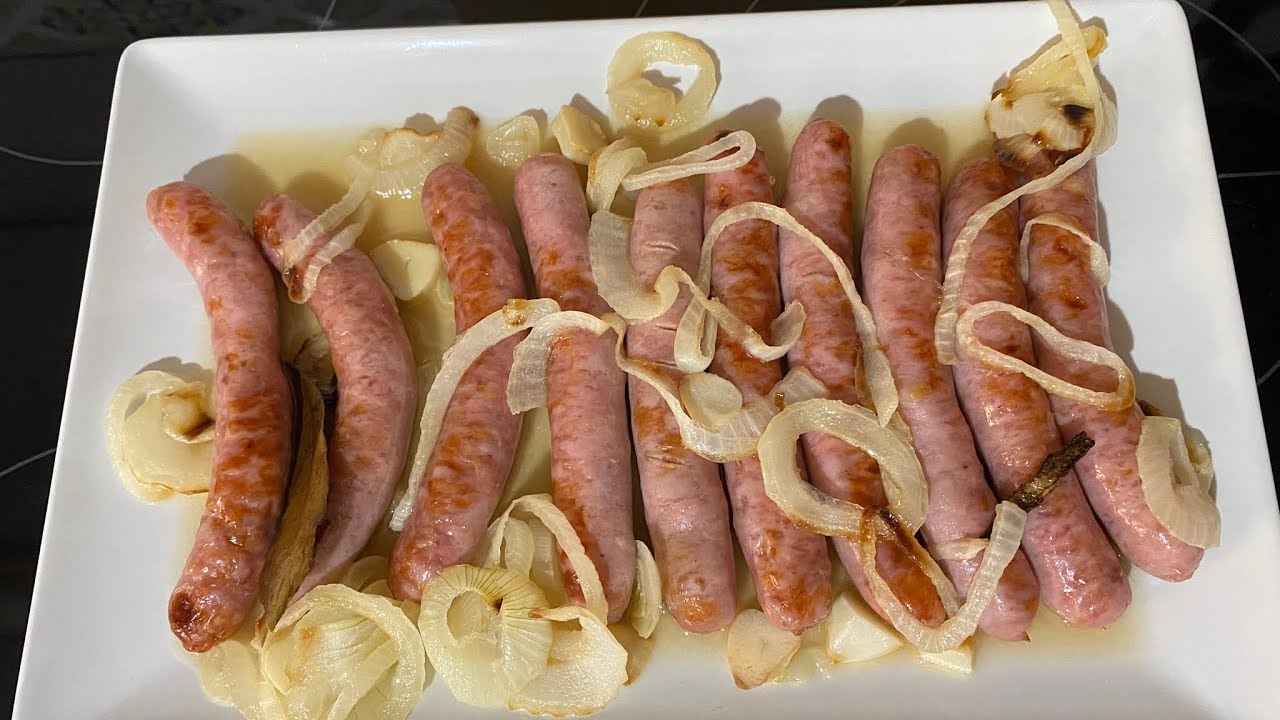 SALCHICHAS DE POLLO AL VINO,EN  FREIDORA DE AIRE¡y sin nada de aceite ¡