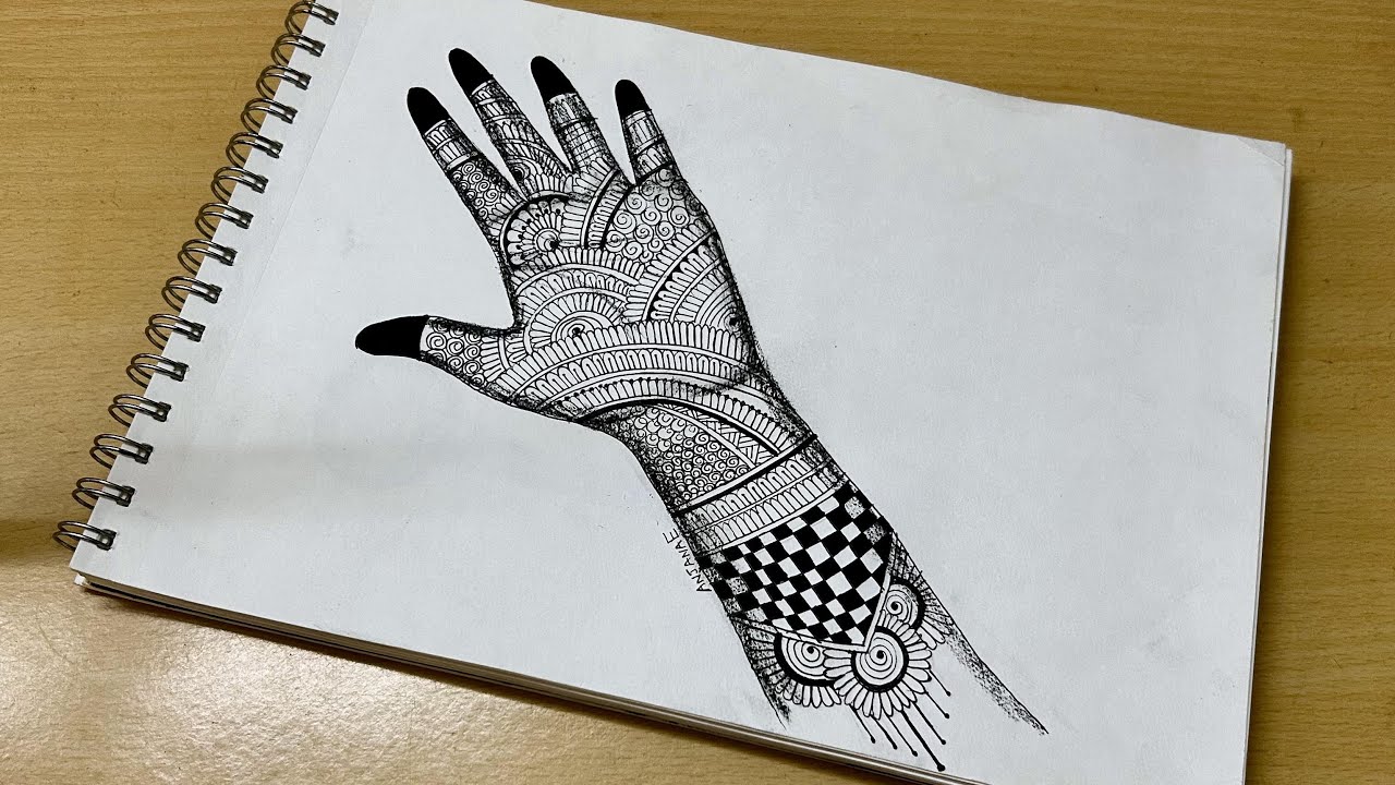 How to draw easy Mandala art of hands | Mehndi design | Zentangle art |  Doodle art | Quick drawing