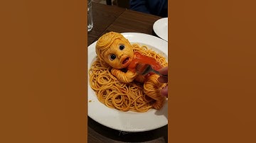 Thought it was just spaghetti… then it cried #spaghetti #illusion #creepycute