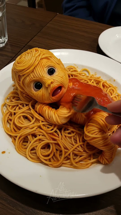 Thought it was just spaghetti… then it cried #spaghetti #illusion #creepycute