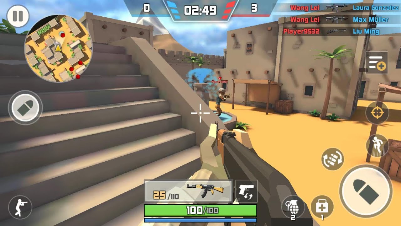 Grand Battle Island: Pixel Multiplayer Shooter - Walkthrough Gameplay Part-2 Android Game.