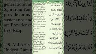 Surah Al-Maeda #93(Ayat 114-115) translation and brief explanation.