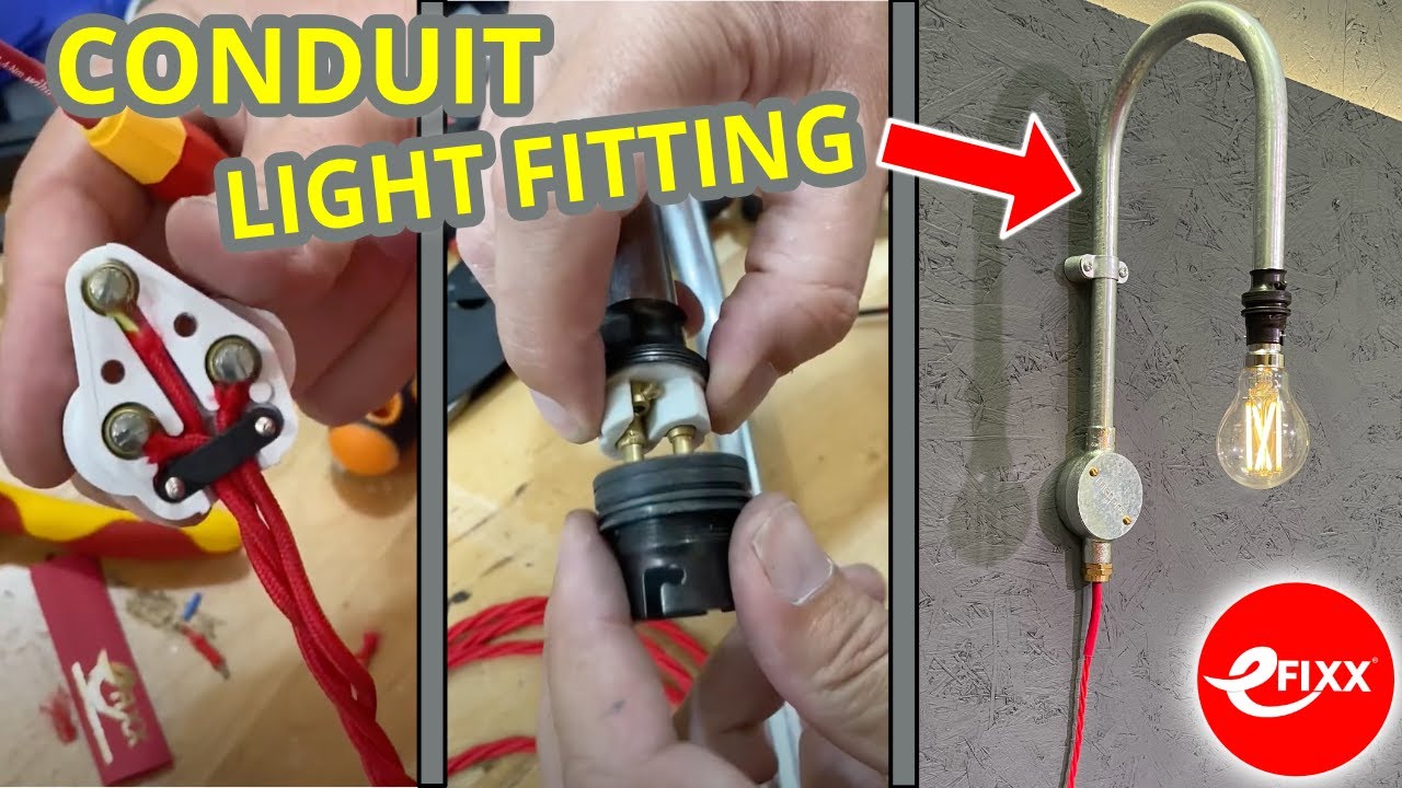 CONDUIT LIGHT FITTING with braided flex and 5A plug shorts YouTube