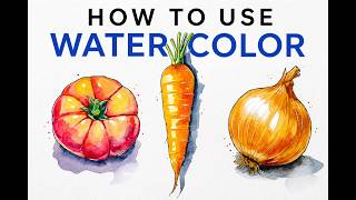 Paint 3 Artistic Vegetables in 2 Minutes! 🧅🥕🍅 Easy Watercolor Tutorial for Beginners