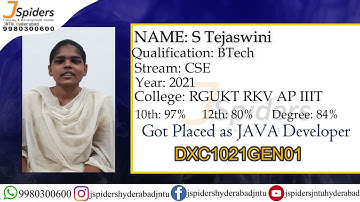 Congratulations S TEJASWINI for getting placed as a Java Developer !