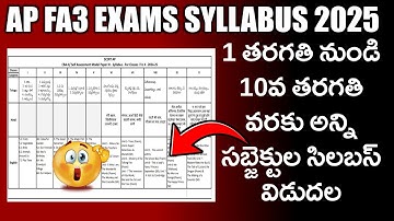 AP FA3 exams syllabus 2025 || AP FA3 SYLLABUS 2025 || AP FA3 exams latest updates 2025 || Ap fa3
