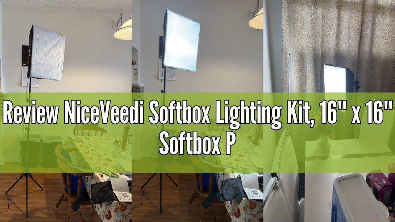 Review NiceVeedi Softbox Lighting Kit, 16'' x 16'' Softbox Photography Lighting Kit with 63” Tripod