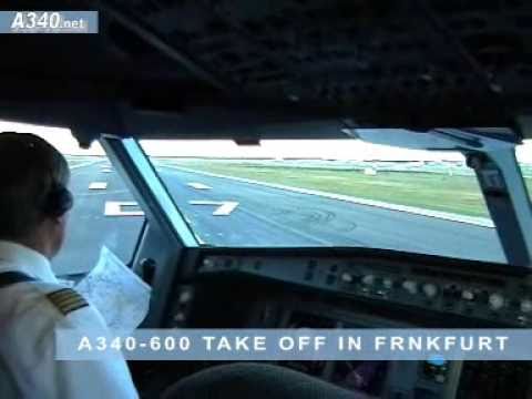 [Cockpit] Lufthansa Airbus A340-600 taking off at Frankfurt EDDF