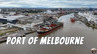 Port of Melbourne, Yarra River & Maribyrnong River from the air, Melbourne, Victoria, Australia