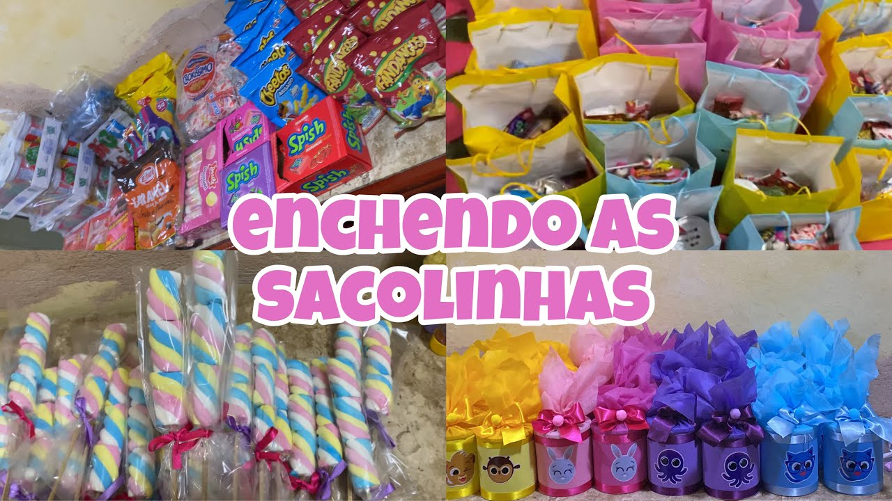 ENCHENDO AS SACOLINHAS DE DOCES - Tema Bolofofos - parte 1  | Sara Nascimento  