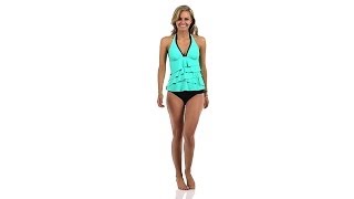 Eco Swim Eco Brights Tiered Ruffle Halter-Kini Top Swimoutlet
