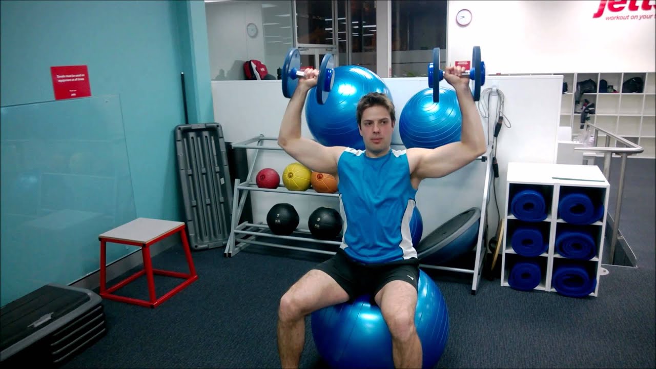 Quick Gym Tips Swiss Ball Shoulder Press YouTube