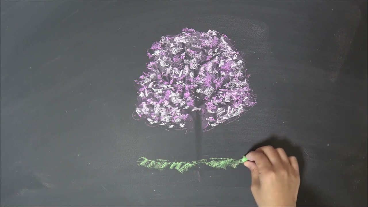 黒板アート]簡単な桜の木の描き方！チョークアートの描き方 how to