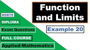 Function and Limits (Example 20) | MSBTE - Diploma | Applied Mathematics