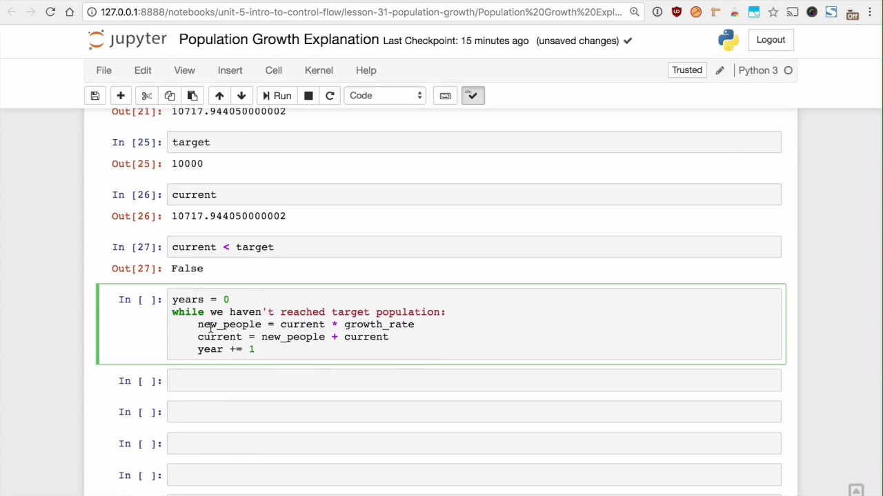 Population growth Lesson - Base Python Track