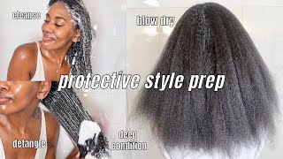 My NATURAL HAIR PROTECTIVE STYLE Prep Routine for HEALTHY HAIR GROWTH!