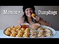 Homemade Spicy Fried Chicken Momos + Chorizo Dumplings MUKBANG!