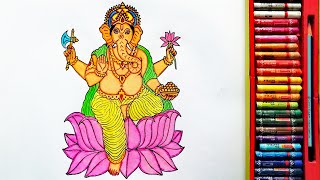 How to Draw Lord Ganesh Ji Easily Picture | Painting Of God Ganesha | By Narmada Drawing Academy