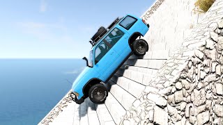 Truck Monster Car VS Stairs Jump Extreme Test Suspension #91 BeamNG drive