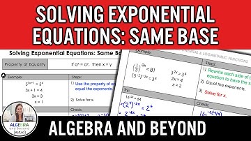 Solving Exponential Equations with Same Base | Algebra 2 Lesson