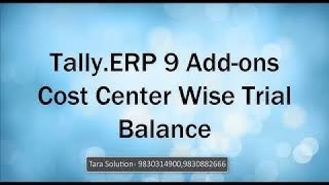 Tally.ERP 9 Add-on Cost Center Details in Trial Balance