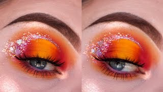Orange Halo Eye with Glitter