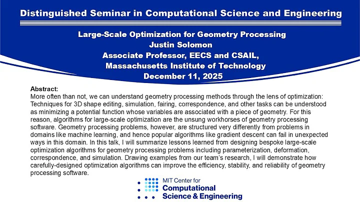 Distinguished Seminar in Computational Science and Engineering: Justin Solomon, 12/11/2025