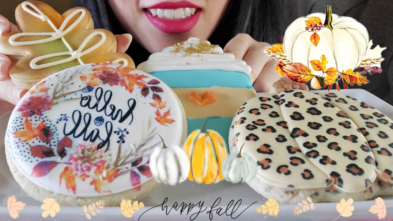 Fall Themed Sugar Cookies ASMR | Yummy Eats ASMR | No Talking