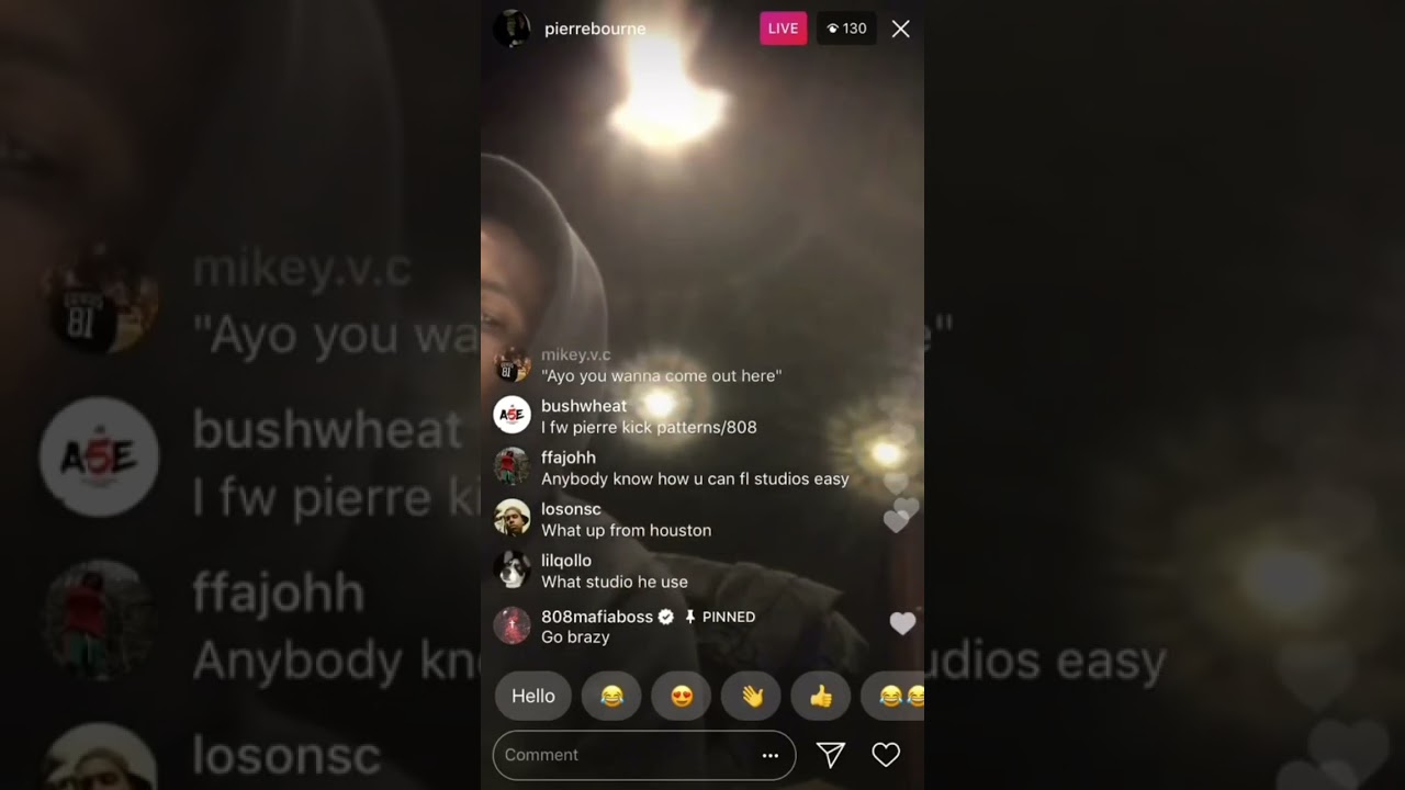 Pierre Bourne cooking up on ig live