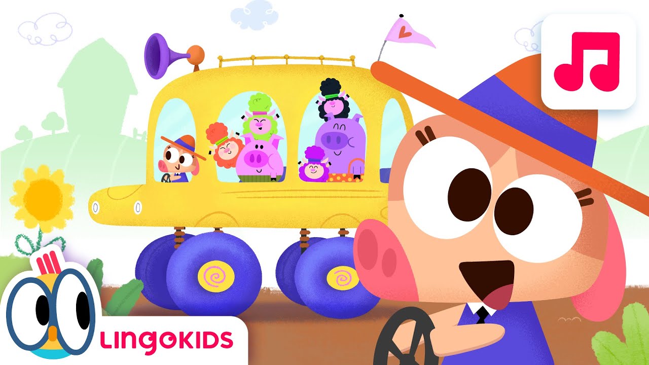 The WHEELS ON THE BUS in the FARM 🐽🐑 | Nursery Rhymes | Lingokids - YouTube