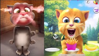 Spicy food Challenge:Ginger and Talking Tom Having Fun Tasting Spicy Foods and Eating Cake and Fruit
