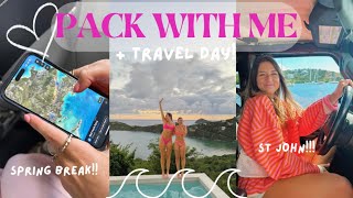 PACK W\/ ME + TRAVEL DAY to St. John USVI: tropical girls trip \& Airbnb tour!!! :)