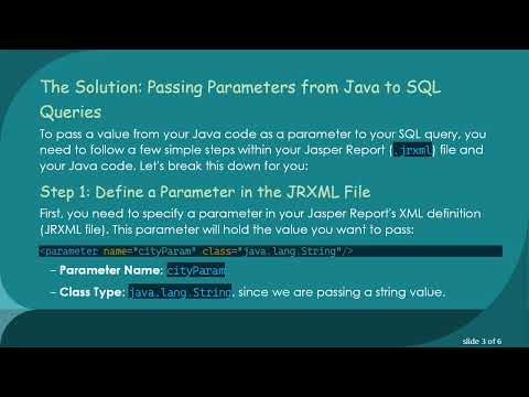 How to Pass a Value to an SQL Query for Generating a Jasper Report in Java