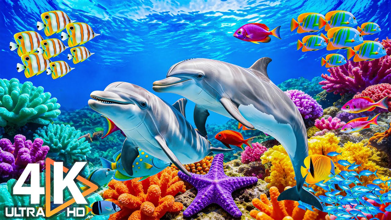 Animals of the Ocean 4K - Beautiful Coral Reefs, Sea Animals & Relaxing Music for Stress Relief