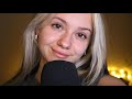 Asmr closeup face attention  face touching brushing mouth sounds tracing and trigger words 