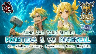 3 DEATHS ONLY? PRONTERA1 vs MOONVEIL GUILDLEAGUE! SUNO AXE TANK POV!  CRAZY - RAGNAROK ORIGIN GLOBAL