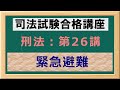 〔独学〕司法試験・予備試験合格講座　刑法（基本知識・論証パターン編）第２６講：緊急避難