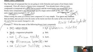 Unit 3 Lesson 3.2 - Naming Binary Ionic compounds