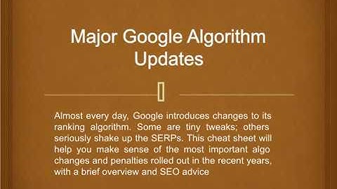 Eight Major Google Algorithm Updates