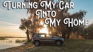 Turning a SUV Car into a HOME | Simple and Cheap DIY Volkswagen Tiguan Car Conversion | Car Camping