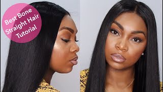 Easy Bone Straight Hair Tutorial | Super Sleek Straight Hair | Method & Wig Application