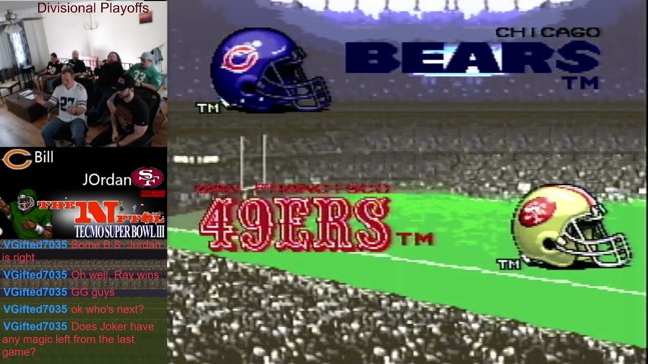 NFTGL s30e41 Divisional Playoffs San Francisco 49ers at Chicago Bears Tecmo Super Bowl III