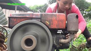 Completely restore damaged engine: Genius girl repairs d8 engine and horizontal pressure water pump