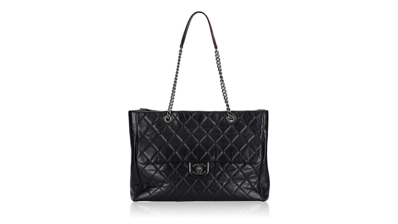 MINT 100% CHANEL Black Quilted Glazed Calfskin Tweed Portobello 3 way Tote  Bag - My Dreamz Closet