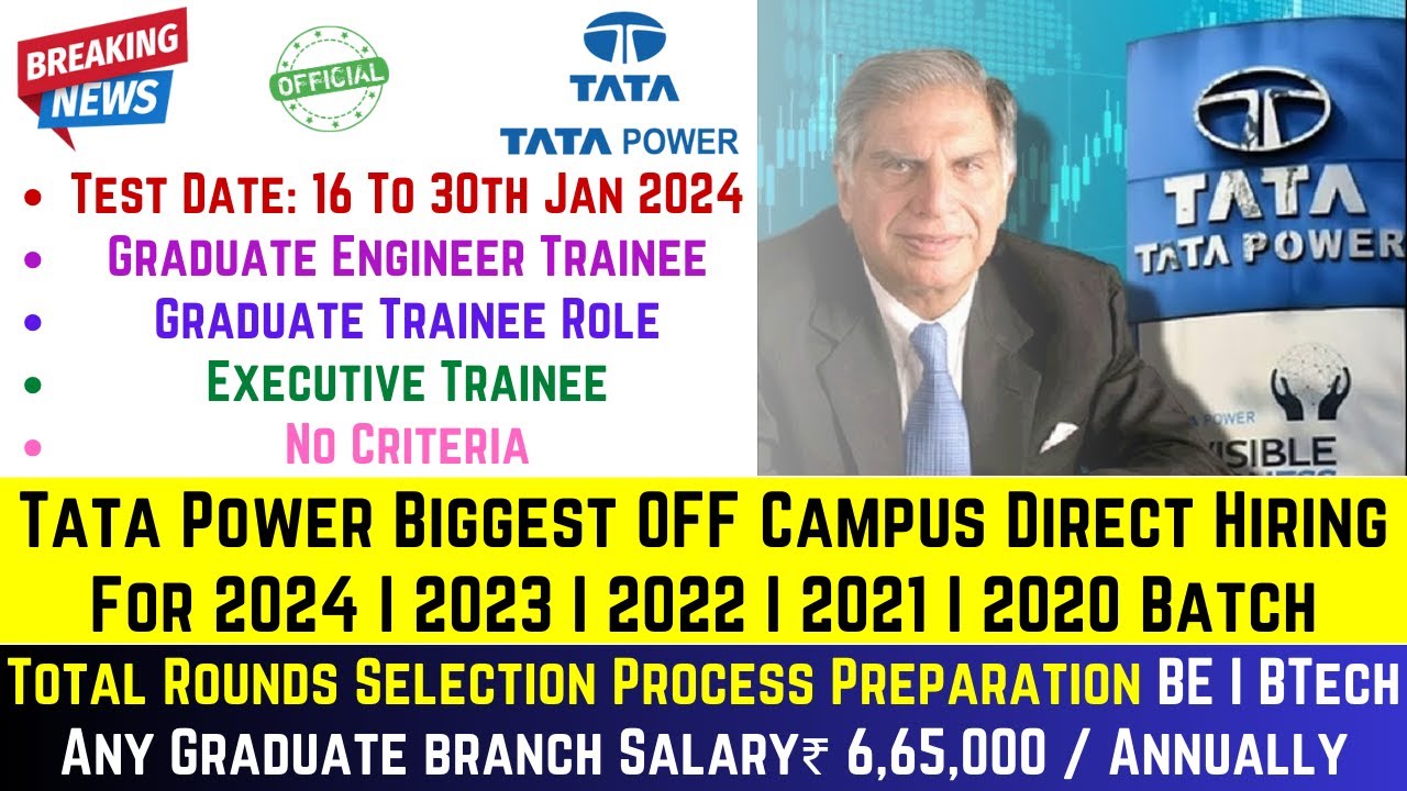 Tata Power Biggest Hiring 2024 | 2023 | 2022-2020 BATCH | Direct Test ...