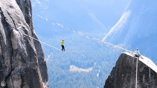 Extreme 1000m High-Lining Without A Safety Leash | Free Solo Highline
