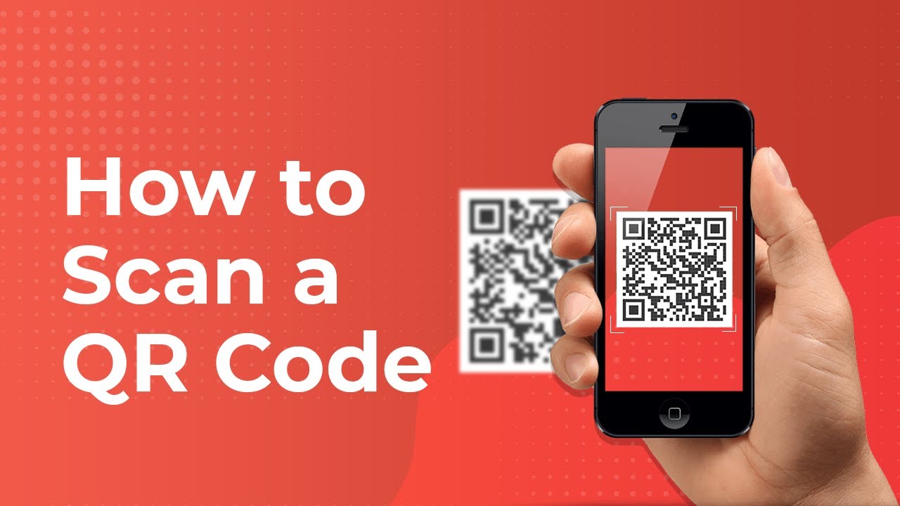 orange mobile phone or smartphone with barcode, qr code scanning